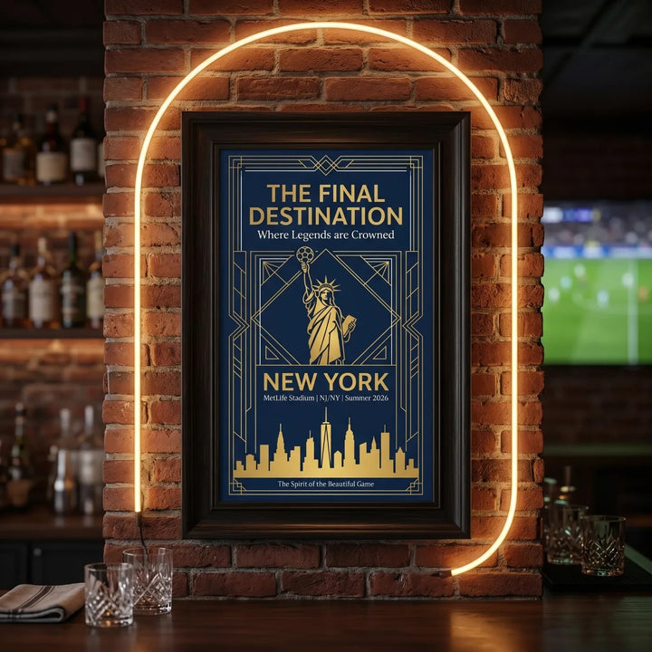 The Final Destination: New York 2026 Soccer Championship Art Deco Poster