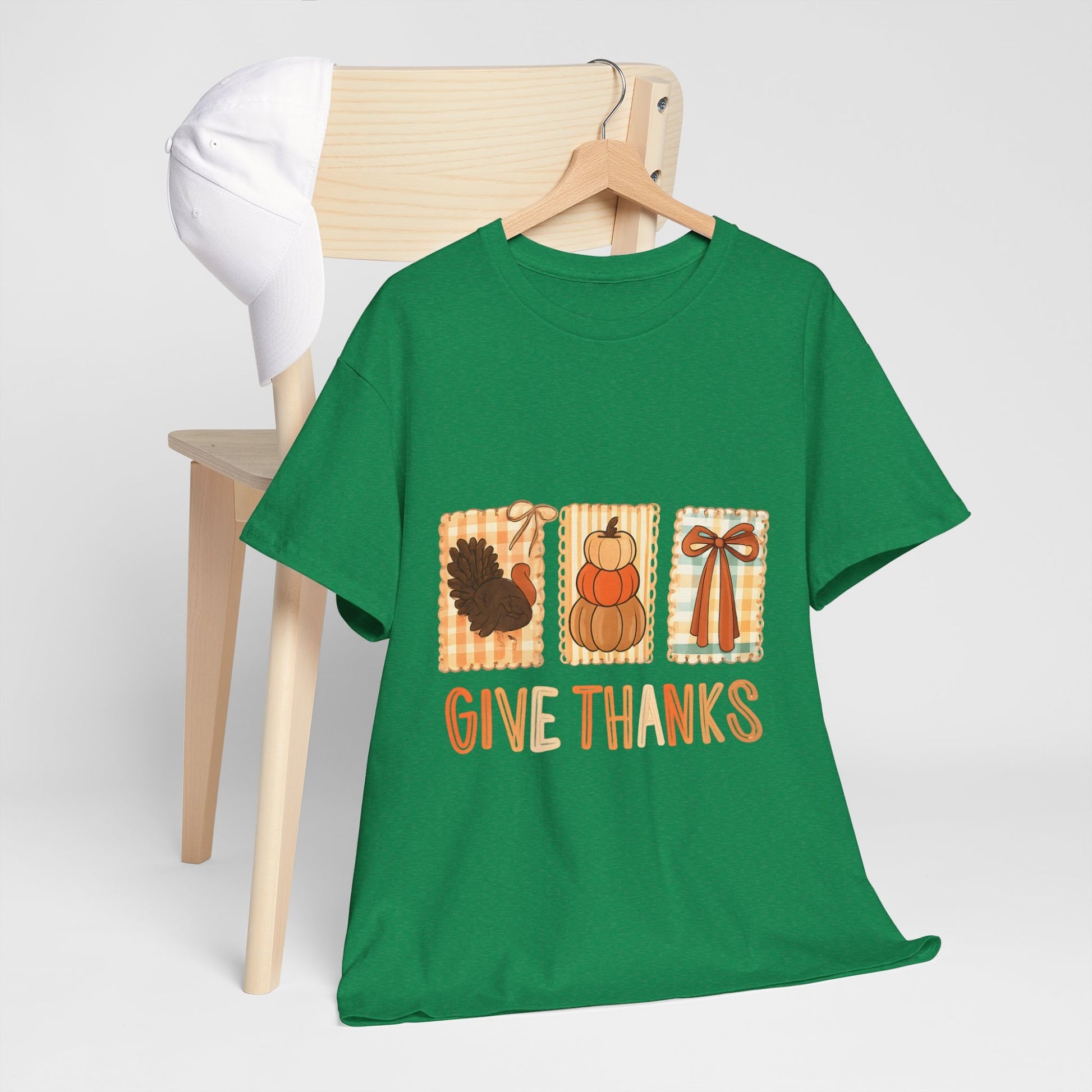 Comfort Colors Give Thanks Shirt, Coquette Thanksgiving Tee, Thankful Fall Shirt, Cute Pumpkin Gift Top  Back view