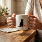 Black Cat Mug with Flag Accent - Minimalist Cat Lover Coffee Cup Gift