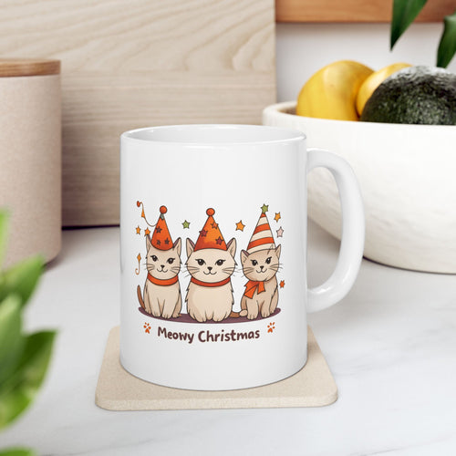 Cute Meowy Christmas Cat Mug 11 Oz