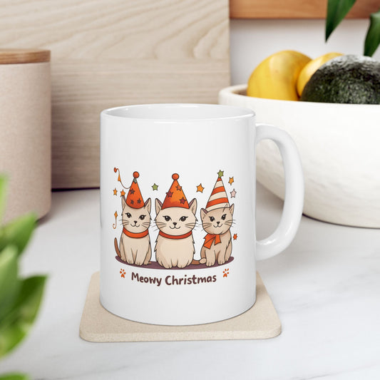 Cute Meowy Christmas Cat Mug 11 Oz