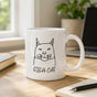 Giga Cat Meme Coffee Mug - Funny Cat Lover Gift, Cute Minimalist White Mug