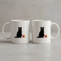 Black Cat Mug with Flag Accent - Minimalist Cat Lover Coffee Cup Gift