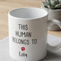 Personalised This Human Belongs To Mug with Pet Name - Dog Dad, Cat Mum Gift