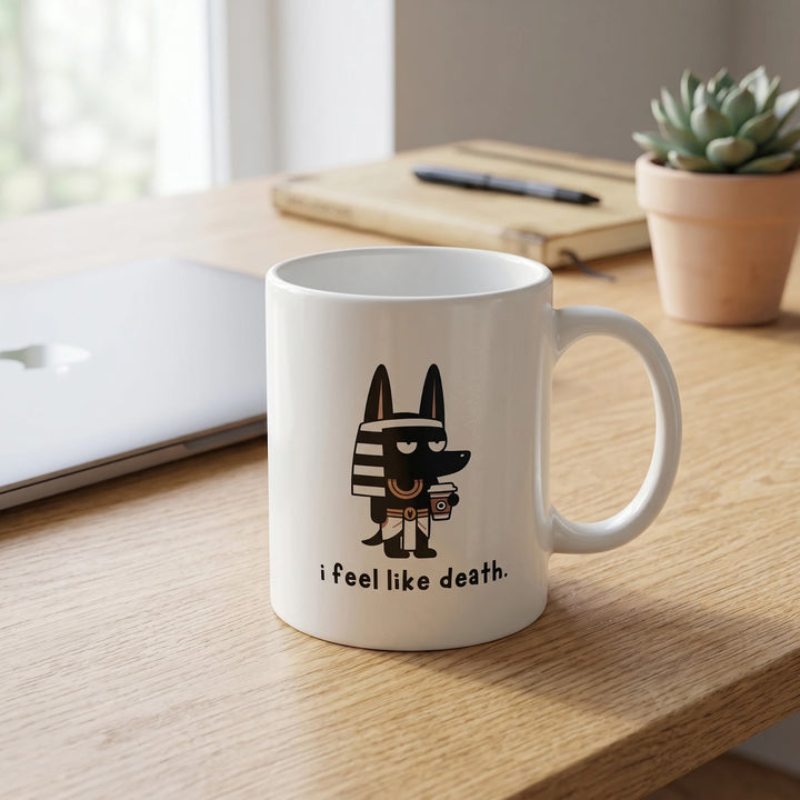 Anubis Needs Coffee Mug - Egyptian Mythology Gift for Dog Lovers