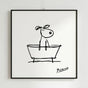Dog in a Bathtub Wall Art Print - Line Art Bathroom Poster for Dog Lovers