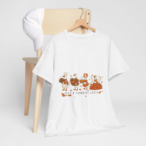Just a Thankful Goose Shirt, Silly Goose Thanksgiving Tee, Comfort Colors Fall Sweatshirt, Thankful Gift Top  Front view