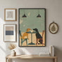 Dogs Sharing Coffee Wall Art - Vintage Dog Cafe Print Poster