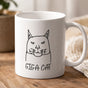 Giga Cat Meme Coffee Mug - Funny Cat Lover Gift, Cute Minimalist White Mug
