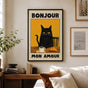 Le Chat Noir Poster - Bonjour Mon Amour Black Cat Art Print