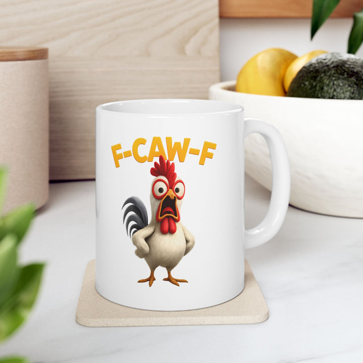 Funny Personalized F-Caw-F Chicken Mug - Custom Farm Humor Gift | Inkfinity