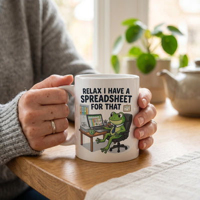 Funny Frog Office Mug - Relax, I Have a Spreadsheet for That