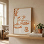 Peeking Dog Wall Art Poster - Minimalist Line Art in Terracotta & Beige