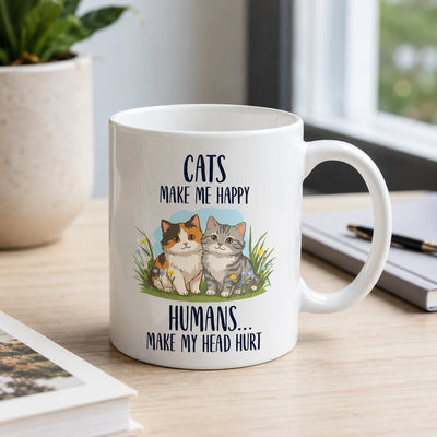Funny Cat Mug - Gift for Cat Lover, 11oz Ceramic Coffee Cup for Her