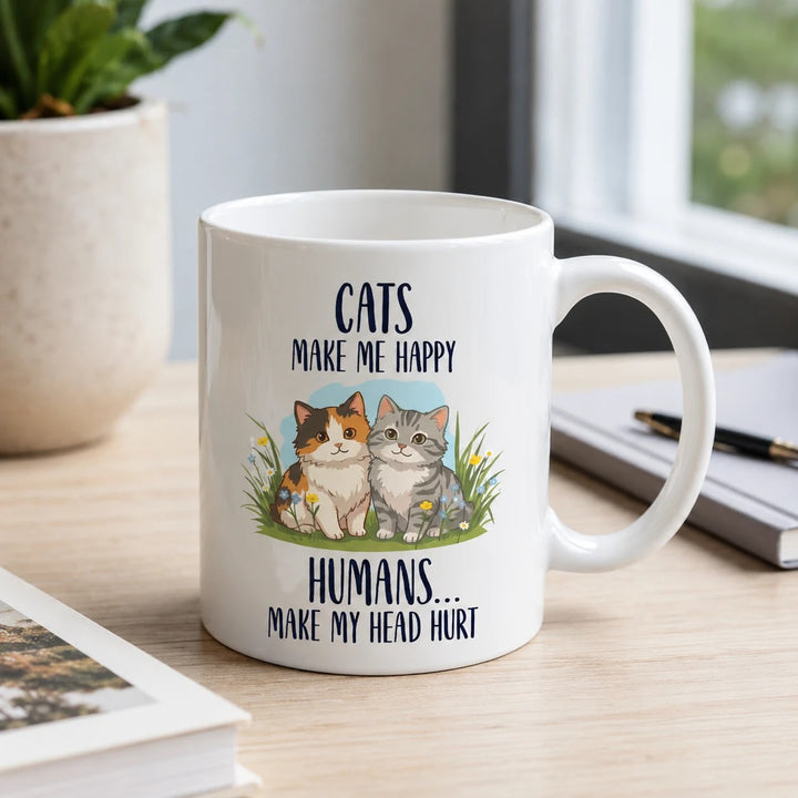 Funny Cat Mug - Gift for Cat Lover, 11oz Ceramic Coffee Cup for Her