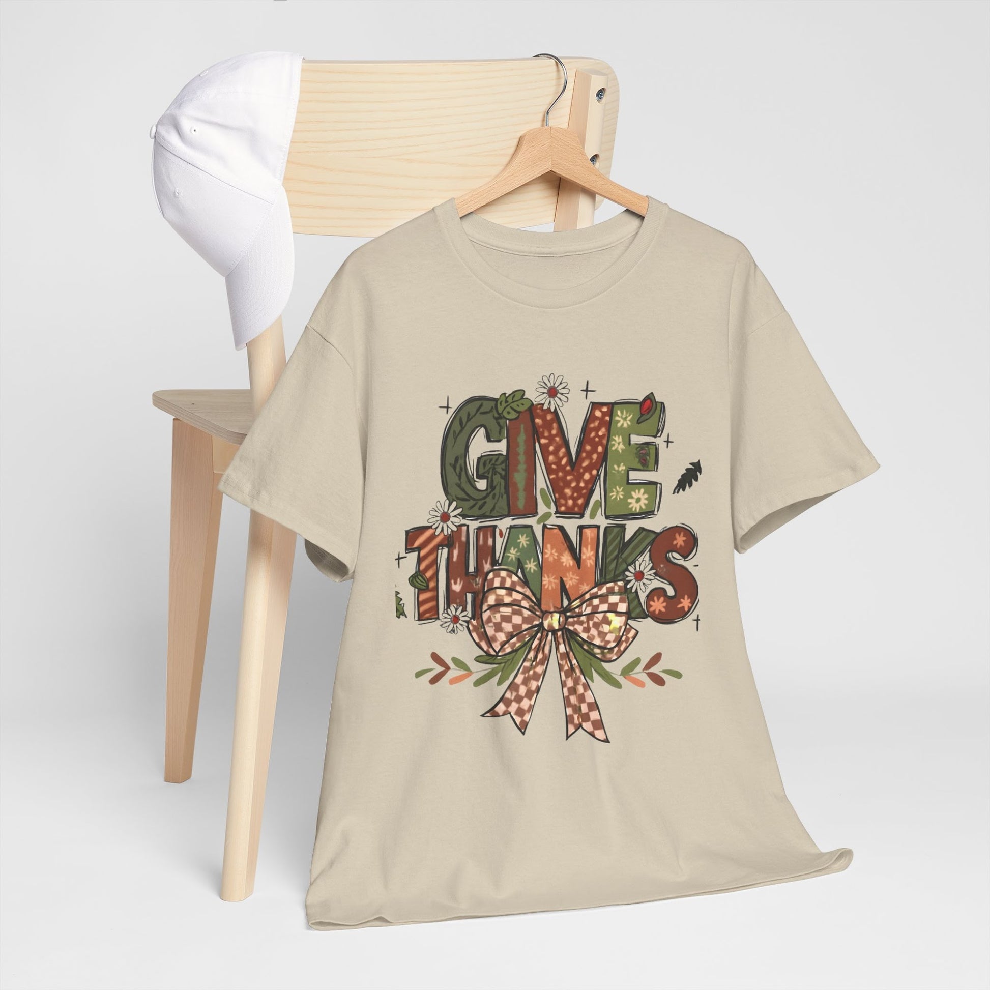 Thanksgiving Shirt, Give Thanks Tee, Fall Graphic T-Shirt, Comfort Colors Autumn Top, Thankful Gift Tee  Front view