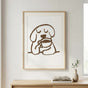 Minimalist Dog Drinking Coffee Print Poster