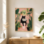 Funny Bathroom Poster - Vintage Cat Reading Newspaper Wall Art