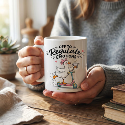 Off to Regulate Emotions Goose T-Shirt - Funny Coffee Scooter Bird Gift