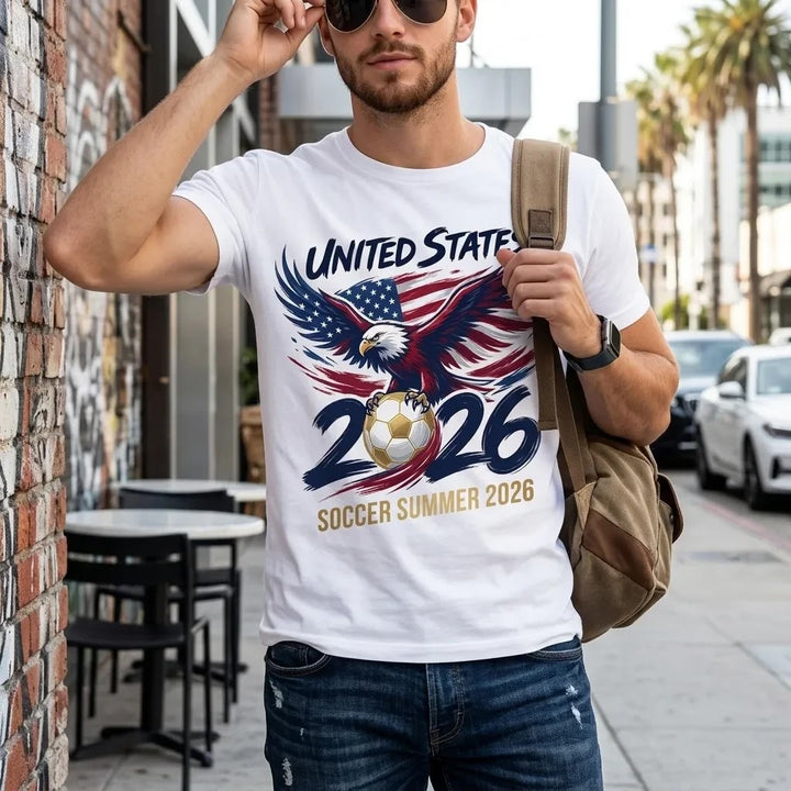 "Soccer Summer 2026" Patriotic Bald Eagle Classic Fit T-Shirt