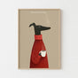 Dog Drinking Coffee Poster - Cozy Canine Art Print for Coffee Lovers
