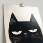 Grumpy Cat Coffee Poster, Minimalist Black Art, Funny Lover Print, Cozy Decor