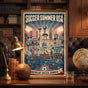Retro Americana Soccer Summer Wall Art - 11 US Cities Skyline Vintage Poster