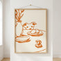 Peeking Dog Wall Art Poster - Minimalist Line Art in Terracotta & Beige