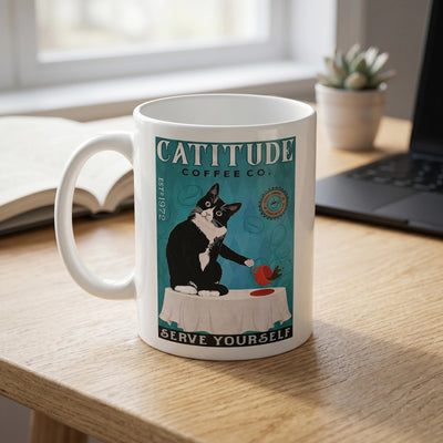 Personalized Retro Cat Coffee Mug - Funny Catitude Gift for Cat Moms