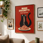 Hungry Cat Spaghetti Print, Humorous Poster, Funny Wall Art for Kitchen