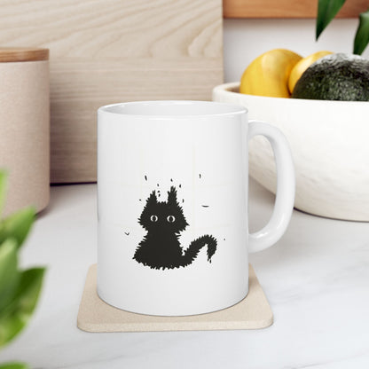 Adorable Scruffy Cat Ceramic Mug 11 Oz