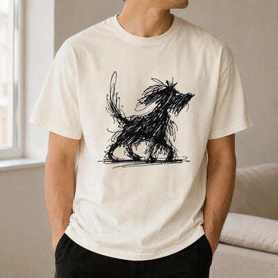 Abstract Dog Line Art T-Shirt - Minimalist Dog Lover Graphic Tee