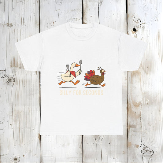 Funny Thanksgiving Shirt, Silly Goose Tee, Cute Turkey Shirt, Fall Dinner Top, Turkey Trot Autumn T-Shirt  Front view