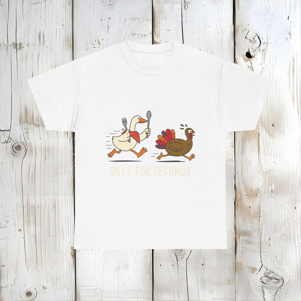 Funny Thanksgiving Shirt, Silly Goose Tee, Cute Turkey Shirt, Fall Dinner Top, Turkey Trot Autumn T-Shirt  Front view