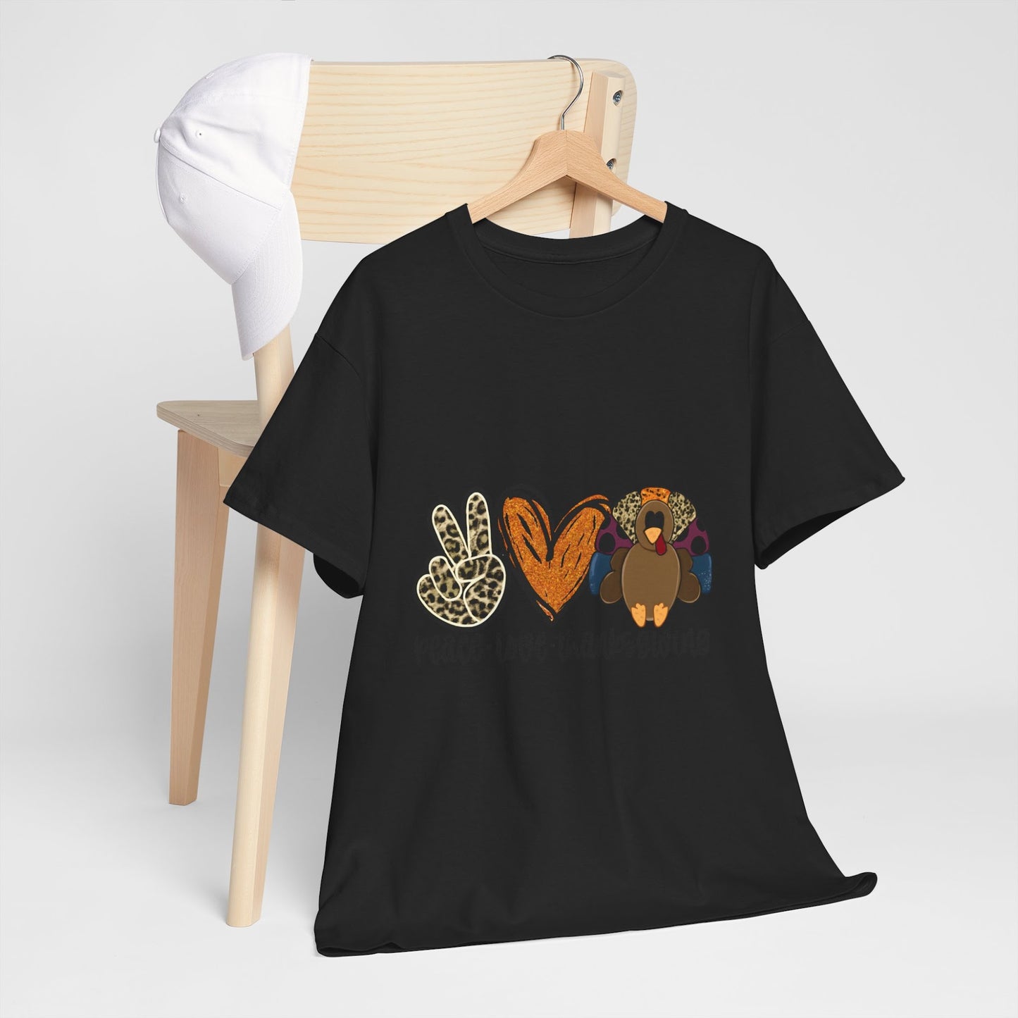 Peace Love Thanksgiving Shirt, Turkey Tee, Fall Season Top, Thanksgiving Family Shirt, Party Outfit  Back view