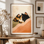 Cat Couple Hug Poster – Calico & Black Cat Romantic Bed Wall Art