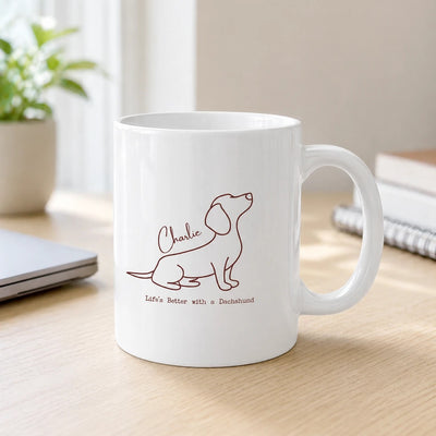 Custom Name Dachshund Mug - Funny Doxie Dog Lover Gift