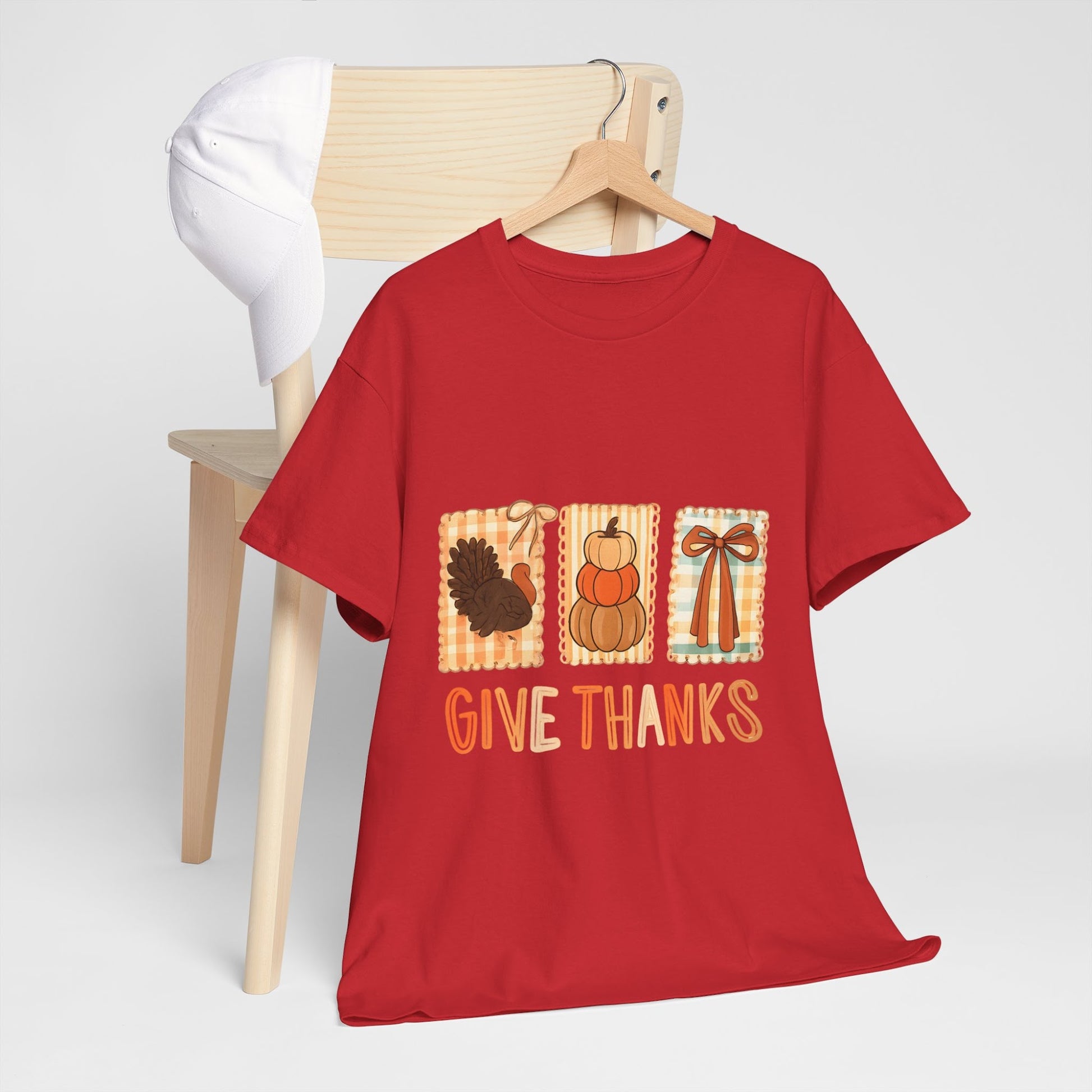 Comfort Colors Give Thanks Shirt, Coquette Thanksgiving Tee, Thankful Fall Shirt, Cute Pumpkin Gift Top  Back view