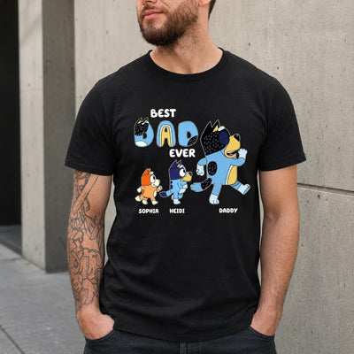 Personalized Best Dad Ever Custom Blue Dog Shirt for Dad