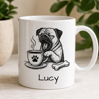 Custom Name Pug Mug - Personalized Dog Lover Coffee Cup Gift
