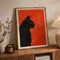 Black Cat Smoking Cigarette Poster | Vintage Whimsical Wall Art Print