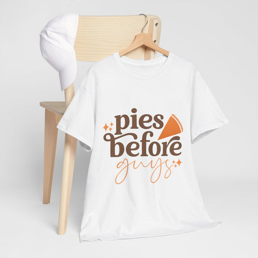 Pies Before Guys Tee Funny Pumpkin Fall Shirt  Front view