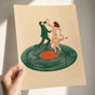 Couple Dancers on Record Poster, Retro Disco Wall Art