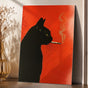 Black Cat Smoking Cigarette Poster | Vintage Whimsical Wall Art Print