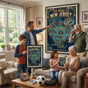 Family lifestyle shot showing the scale of 2026 football odyssey roadmap sizes in a modern home