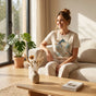 Close-up of high-quality Art Nouveau motherhood print on premium 100% cotton fabric.