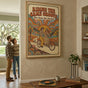 Impressive large 24x36 inch retro couple wall art defining a big room space.