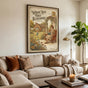 Statement 24x36 inch premium satin poster displayed above a modern living room couch