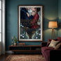Large format 24x36 inch vampire romance art print as a focal point in a high-end US home interior.