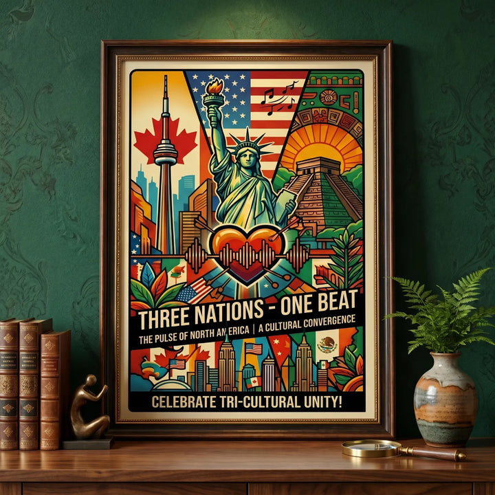 Three Nations One Beat Soccer Poster - Premium Lustre Satin Finish Wall Decor